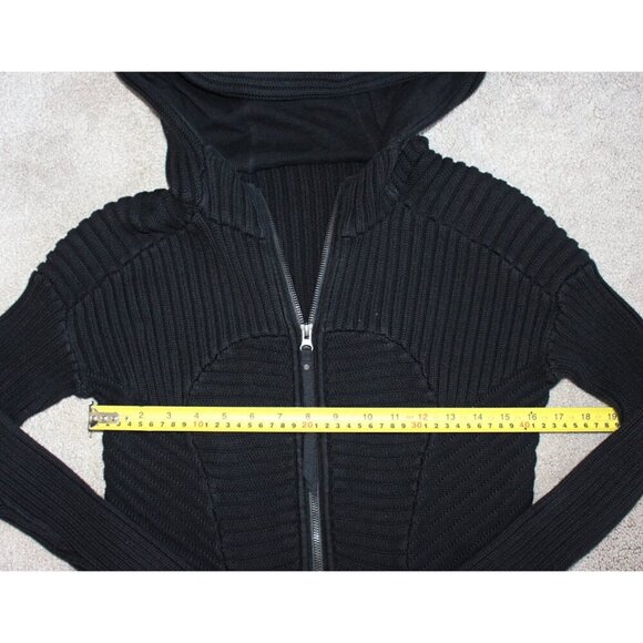 Lululemon - sz 8 - Embrace Hoodie *Knit in Black, Scuba Style Rib Knit - Picture 7 of 11